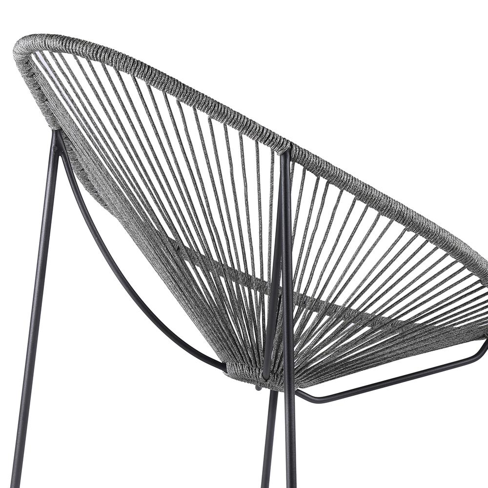 Acapulco Indoor Outdoor Steel Papasan Lounge Chair with Grey Rope. Picture 3