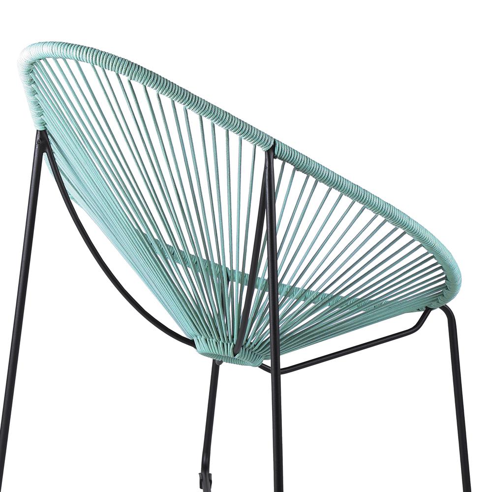Acapulco Indoor Outdoor Steel Papasan Lounge Chair with Wasabi Rope. Picture 4