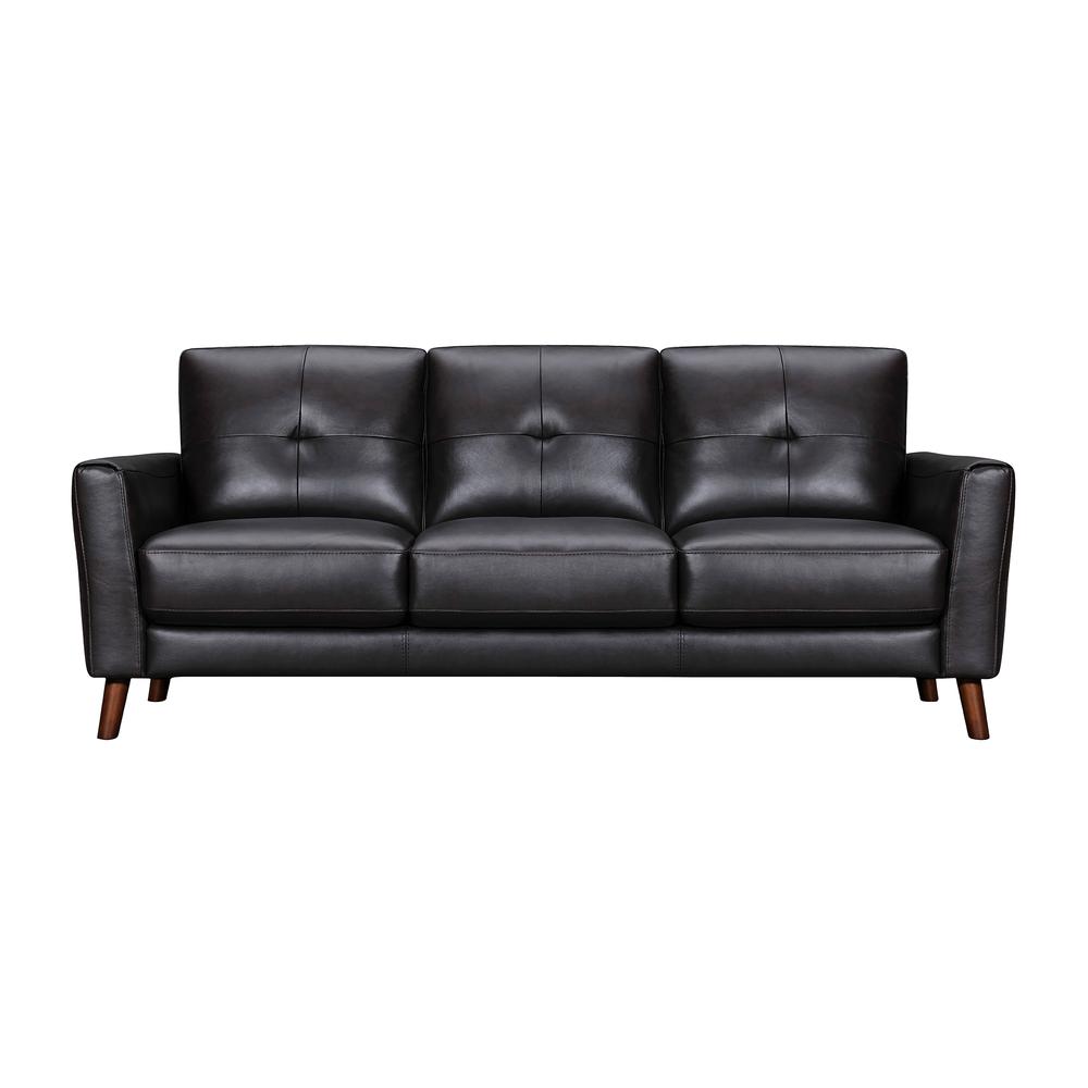 Almafi 82" Brown Leather Sofa. Picture 1
