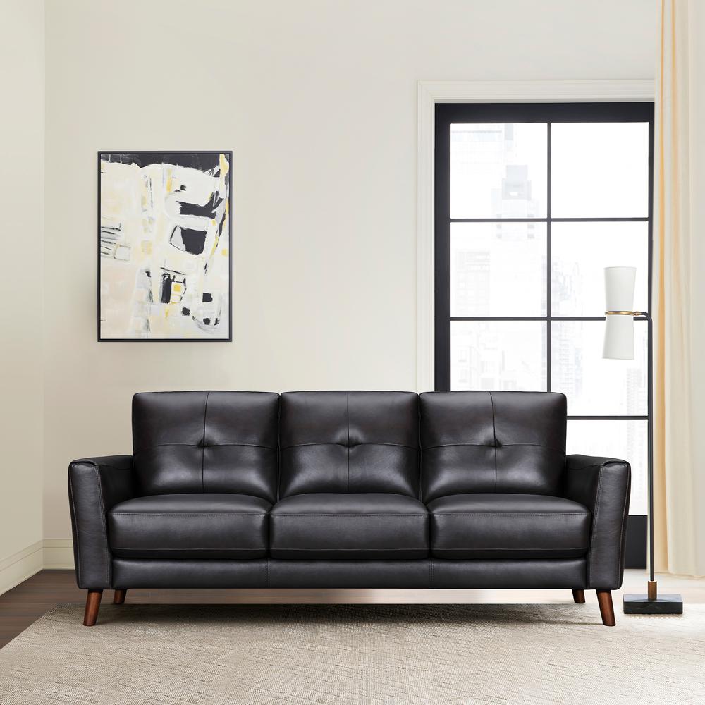 Almafi 82" Brown Leather Sofa. Picture 9