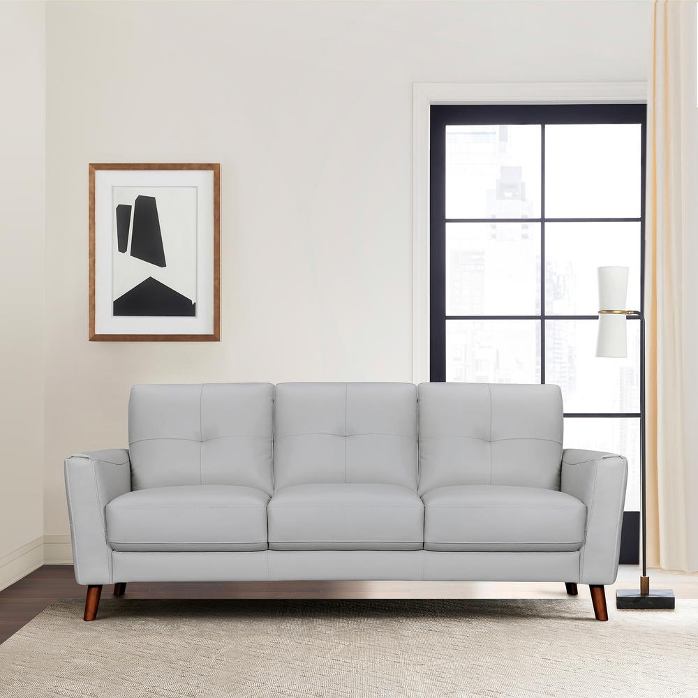 Almafi 82" Dove Gray Leather Sofa. Picture 9