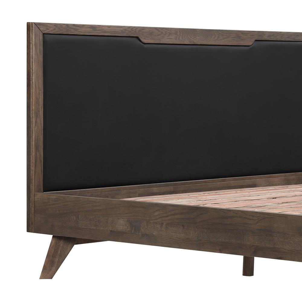 Astoria King Platform Bed Frame in Oak with Black Faux Leather. Picture 4