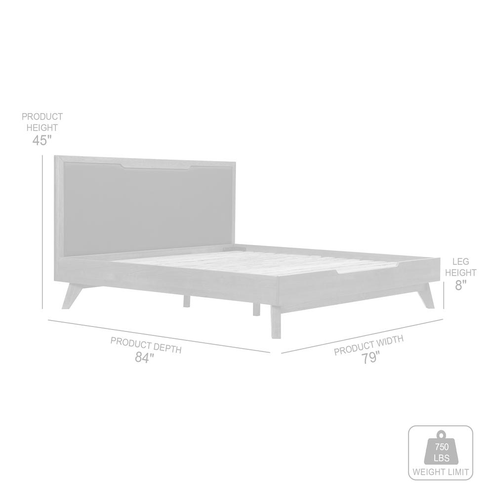 Astoria King Platform Bed Frame in Oak with Black Faux Leather. Picture 6