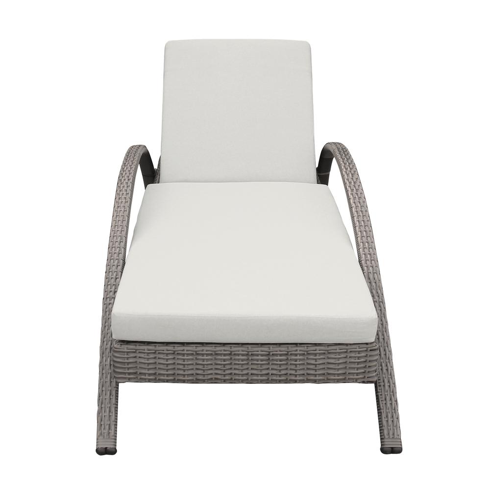 Aloha Adjustable Patio Outdoor Chaise Lounge Chair in Grey Wicker and Cushions. Picture 1