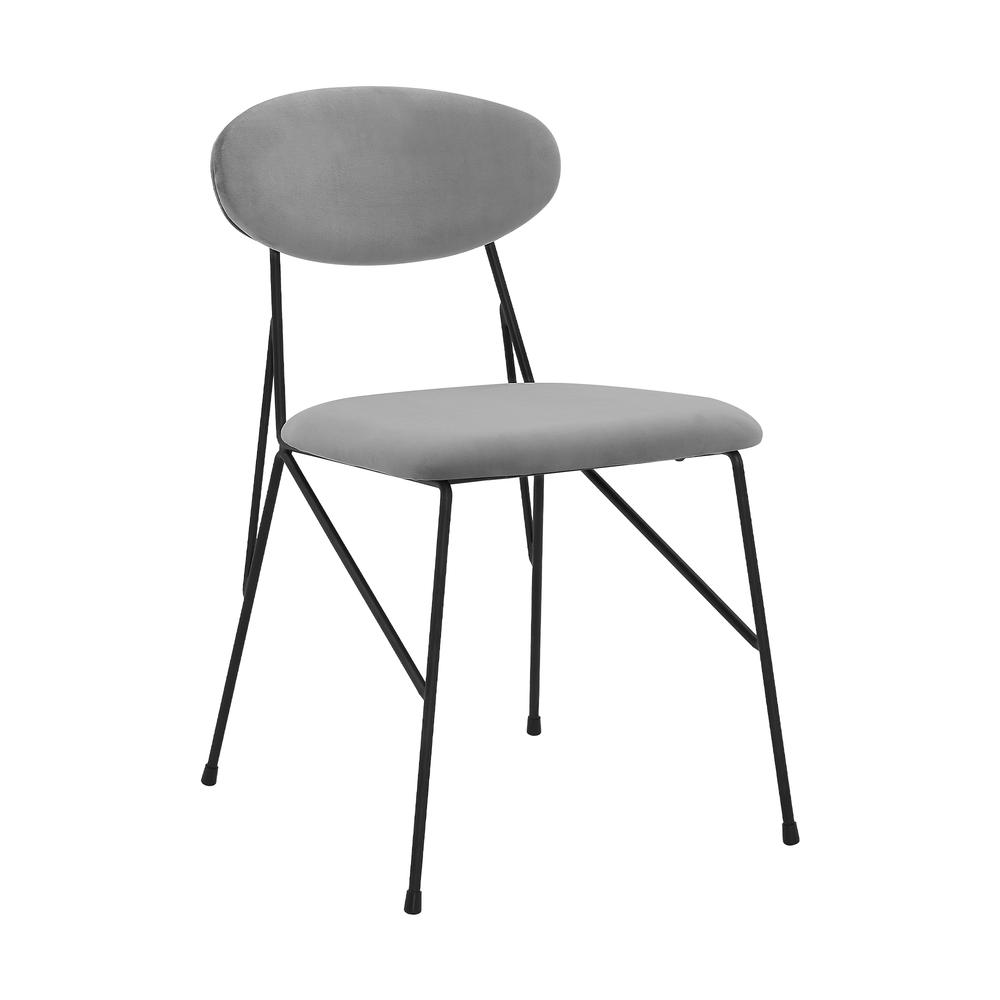 Alice Grey Velvet and Metal Dining Room Chairs - Set of 2. Picture 2