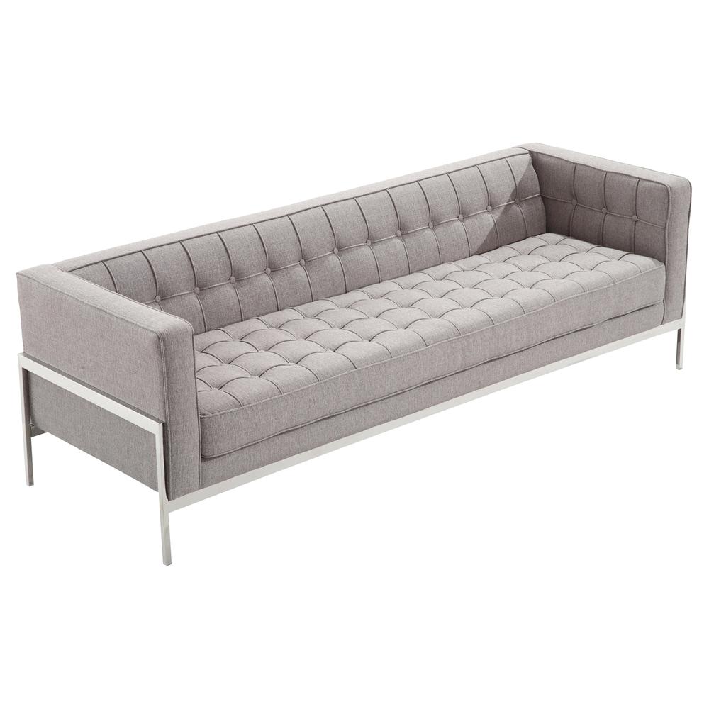 Contemporary Sofa In Gray Tweed and Stainless Steel. The main picture.
