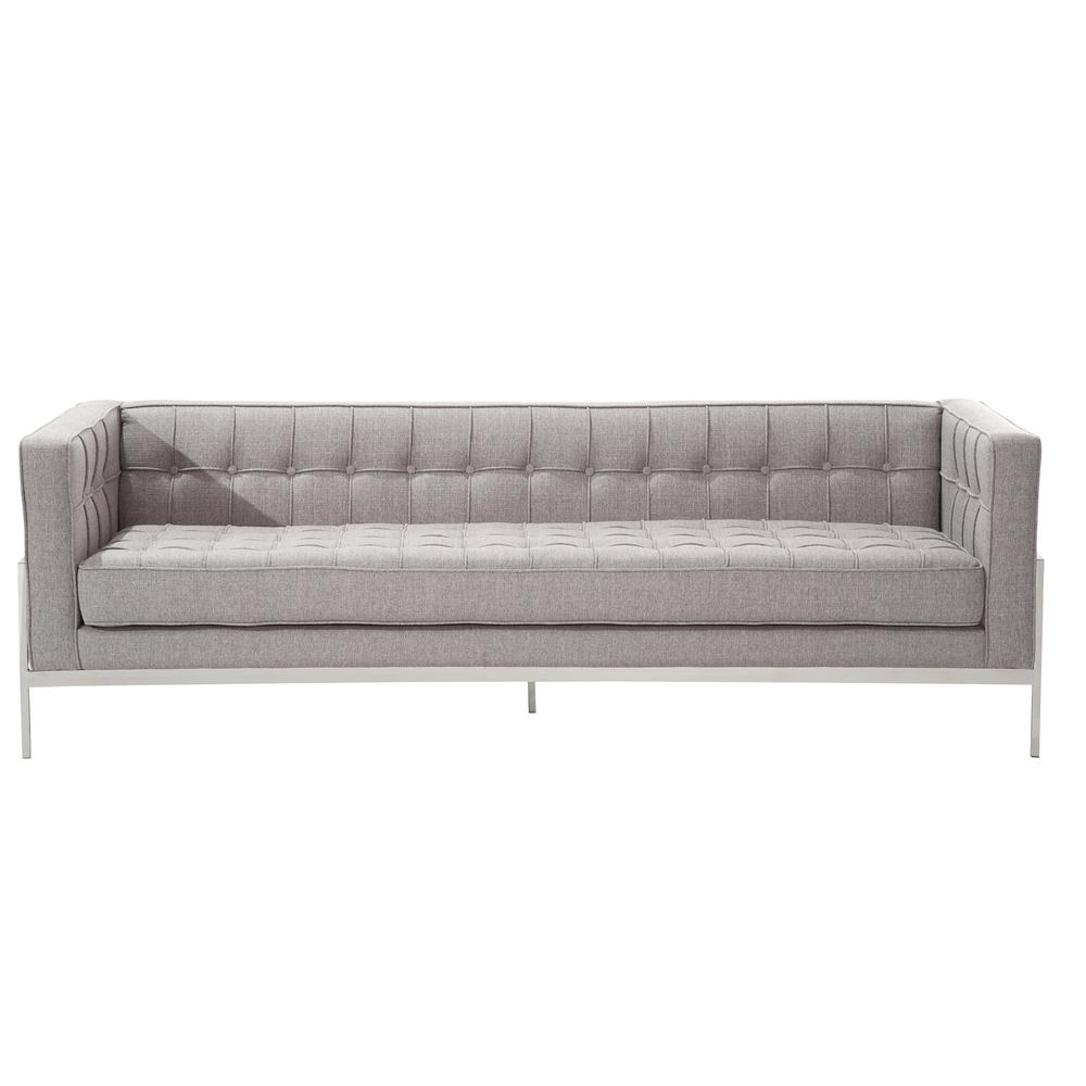 Contemporary Sofa In Gray Tweed and Stainless Steel. Picture 2