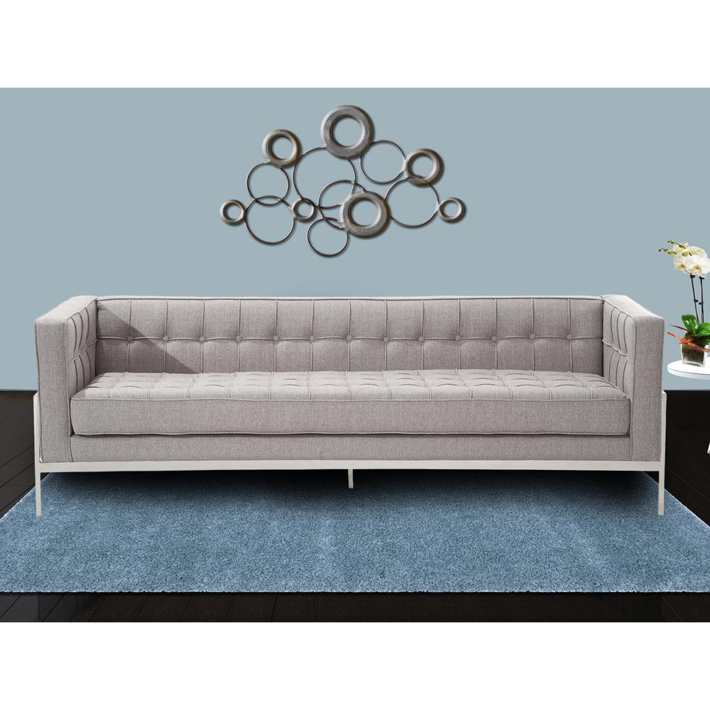 Contemporary Sofa In Gray Tweed and Stainless Steel. Picture 5