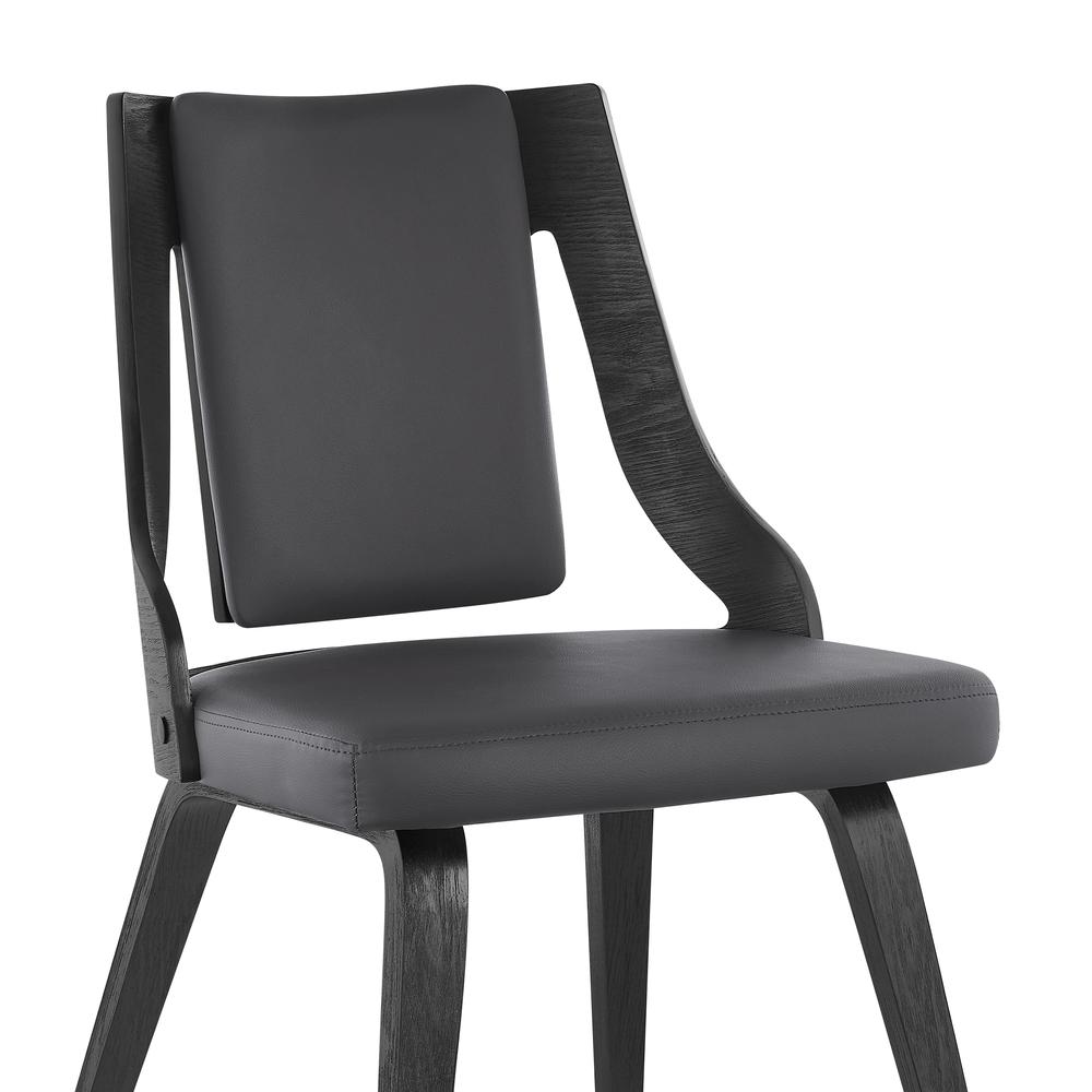 Aniston Gray Faux Leather and Black Wood Dining Chairs - Set of 2. Picture 6