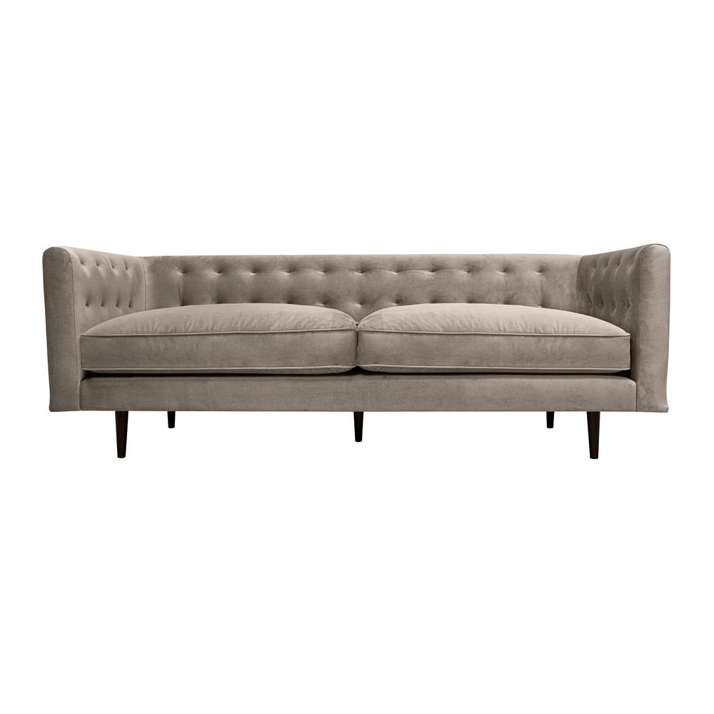 Annabelle 80" Fossil Gray Velvet Sofa with Black Wood Legs. Picture 1