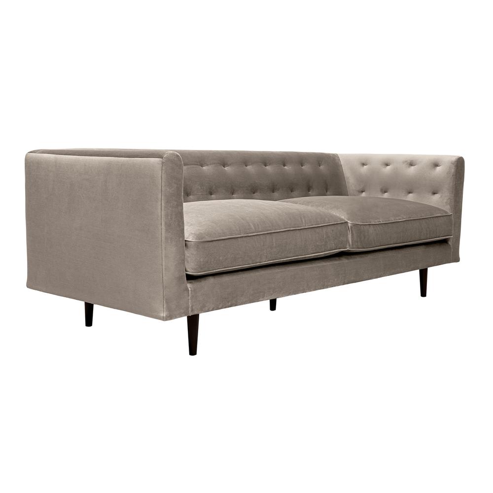 Annabelle 80" Fossil Gray Velvet Sofa with Black Wood Legs. Picture 2