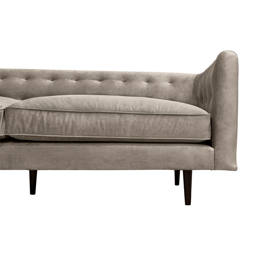Annabelle 80" Fossil Gray Velvet Sofa with Black Wood Legs. Picture 5