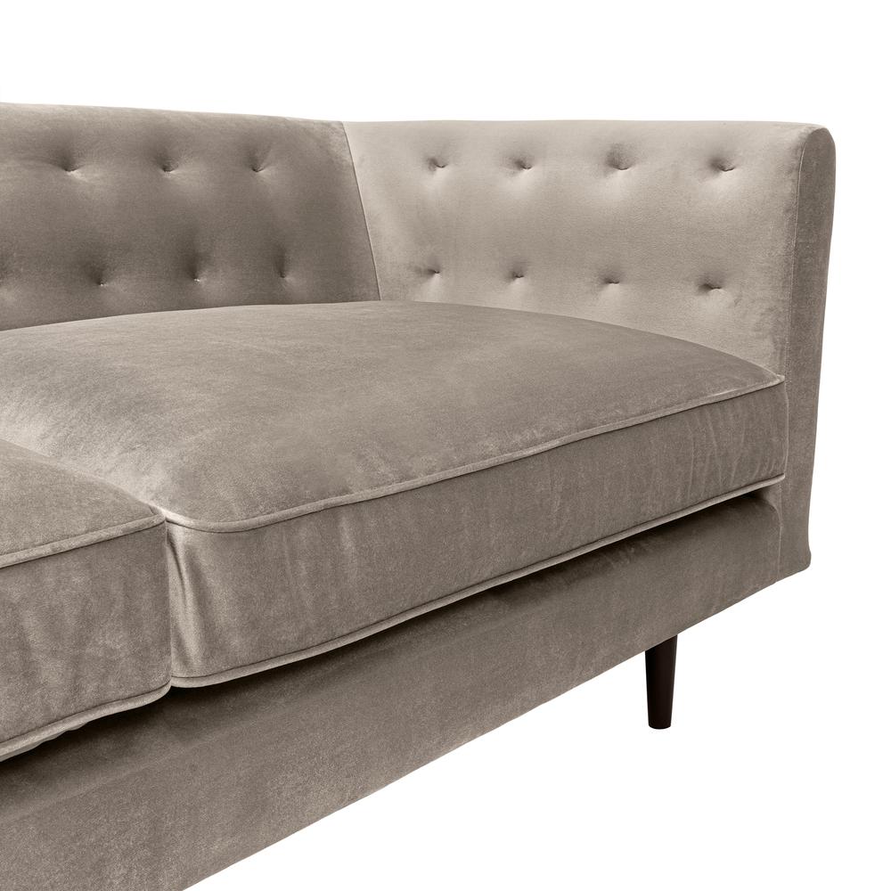Annabelle 80" Fossil Gray Velvet Sofa with Black Wood Legs. Picture 6