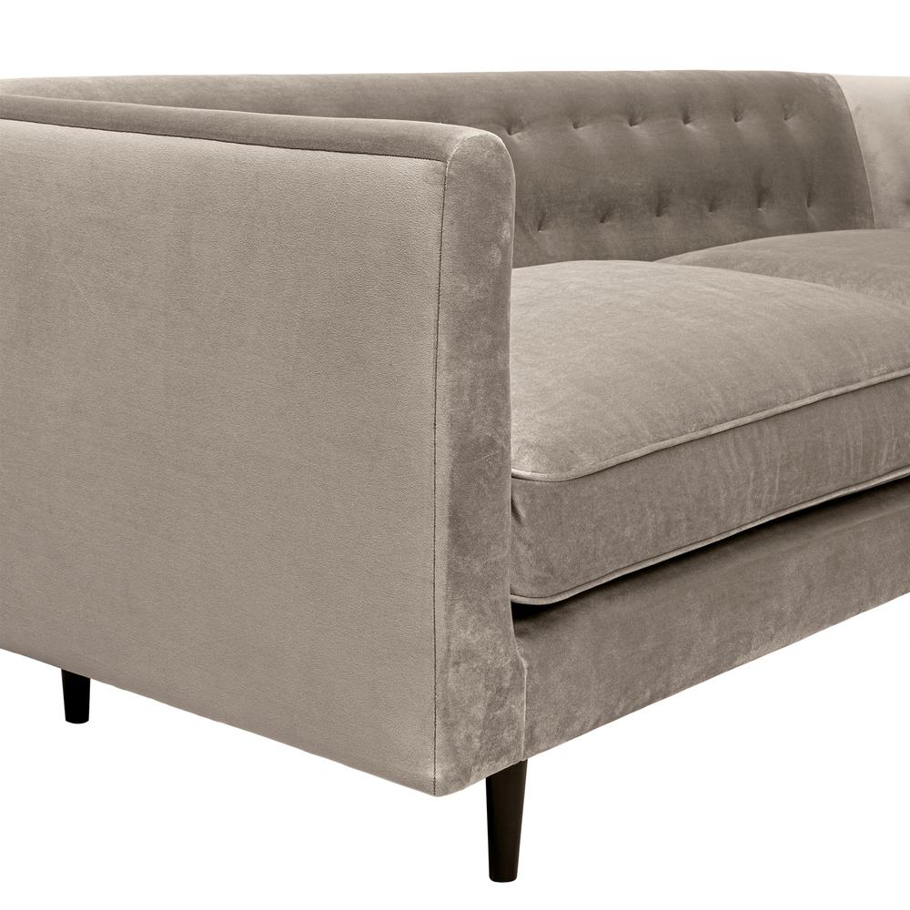 Annabelle 80" Fossil Gray Velvet Sofa with Black Wood Legs. Picture 7