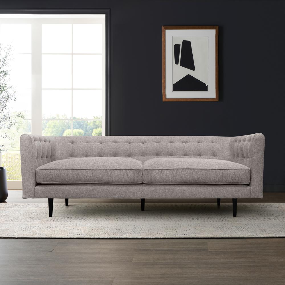 Annabelle 80" Gray Fabric Sofa with Black Wood Legs. Picture 9