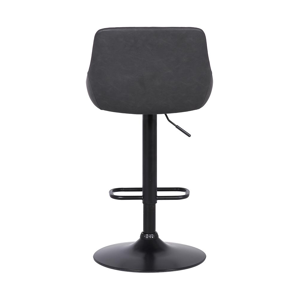 Contemporary Adjustable Barstool in Black Powder Coated Finish and Grey Faux Leather. Picture 5