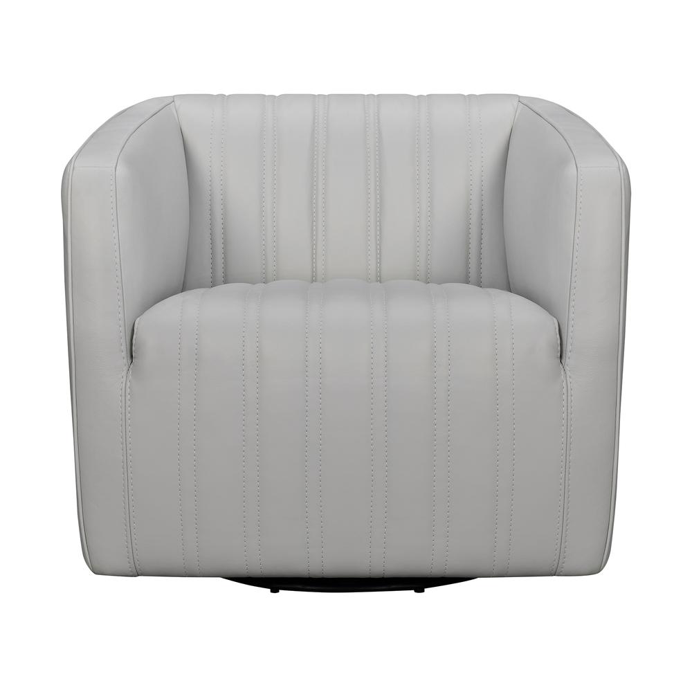 Aries Leather Swivel Barrel Chair, Dove Grey. Picture 1