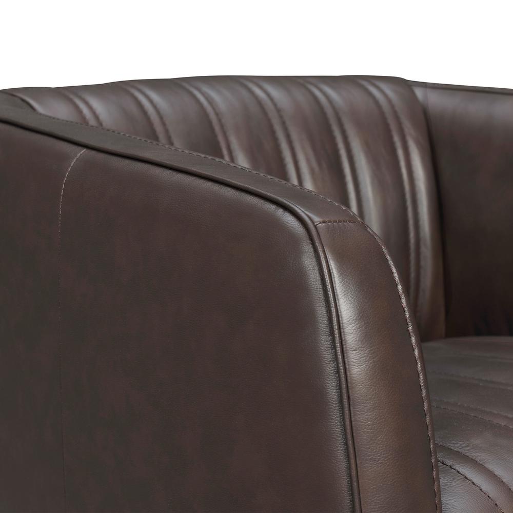 Aries Leather Swivel Barrel Chair, Espresso. Picture 4