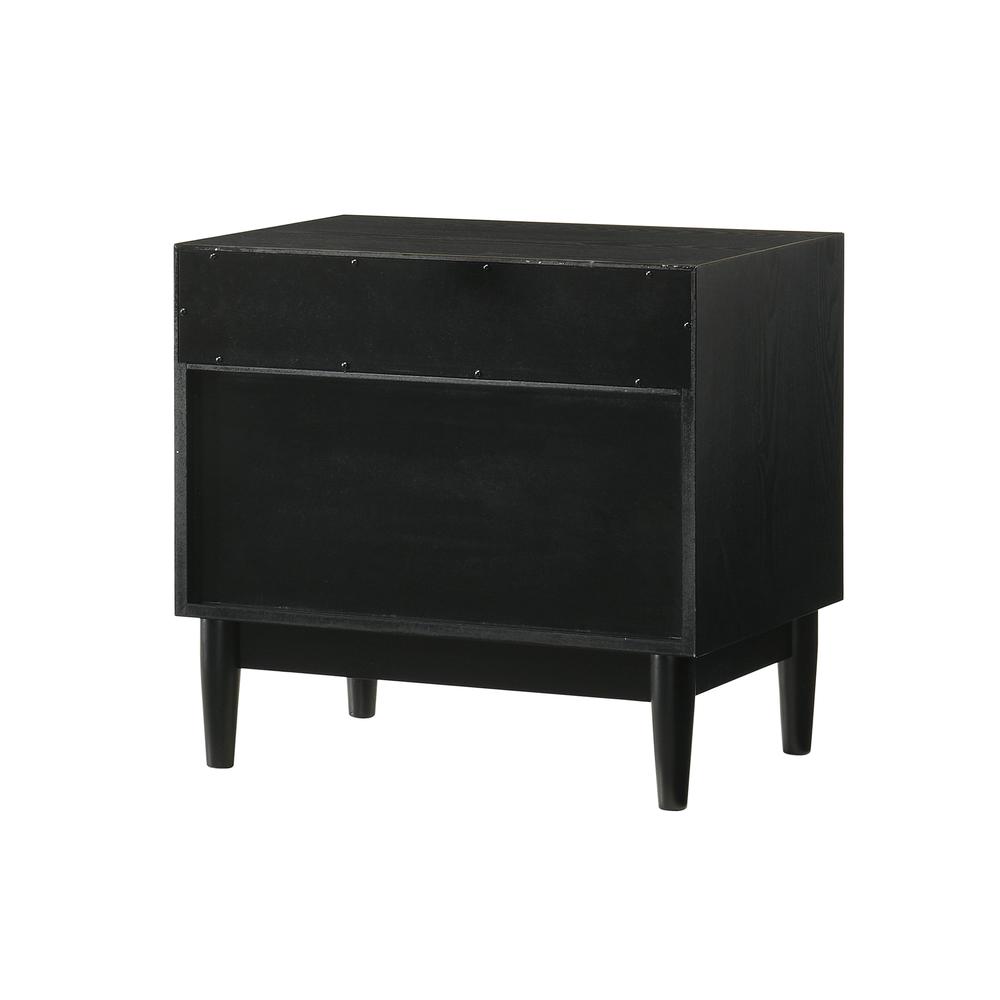 Artemio 2 Drawer Wood Nightstand with Shelf in Black Finish. Picture 4