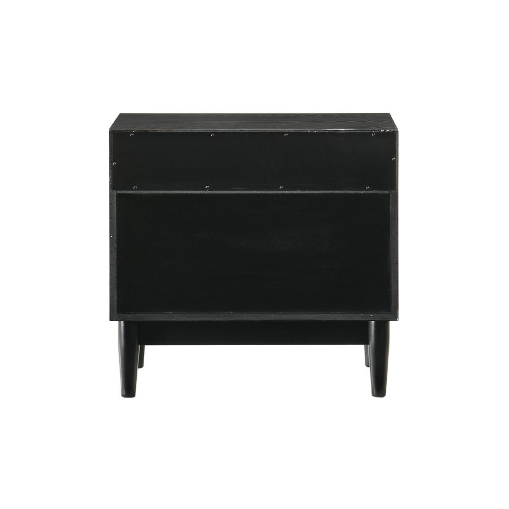Artemio 2 Drawer Wood Nightstand with Shelf in Black Finish. Picture 5
