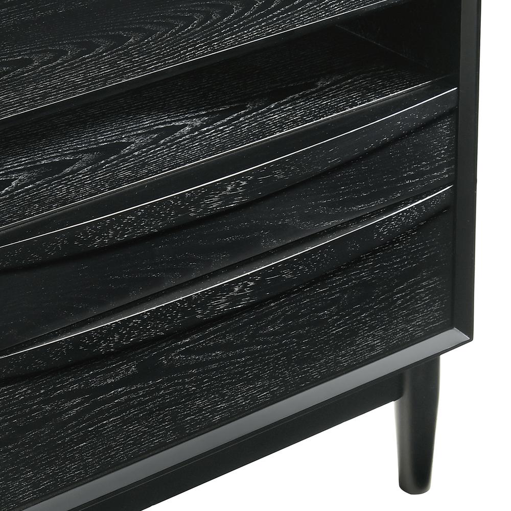 Artemio 2 Drawer Wood Nightstand with Shelf in Black Finish. Picture 7