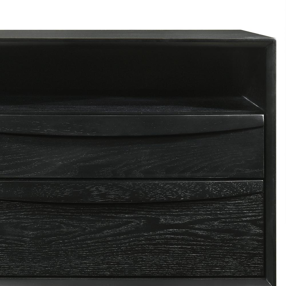 Artemio 2 Drawer Wood Nightstand with Shelf in Black Finish. Picture 9