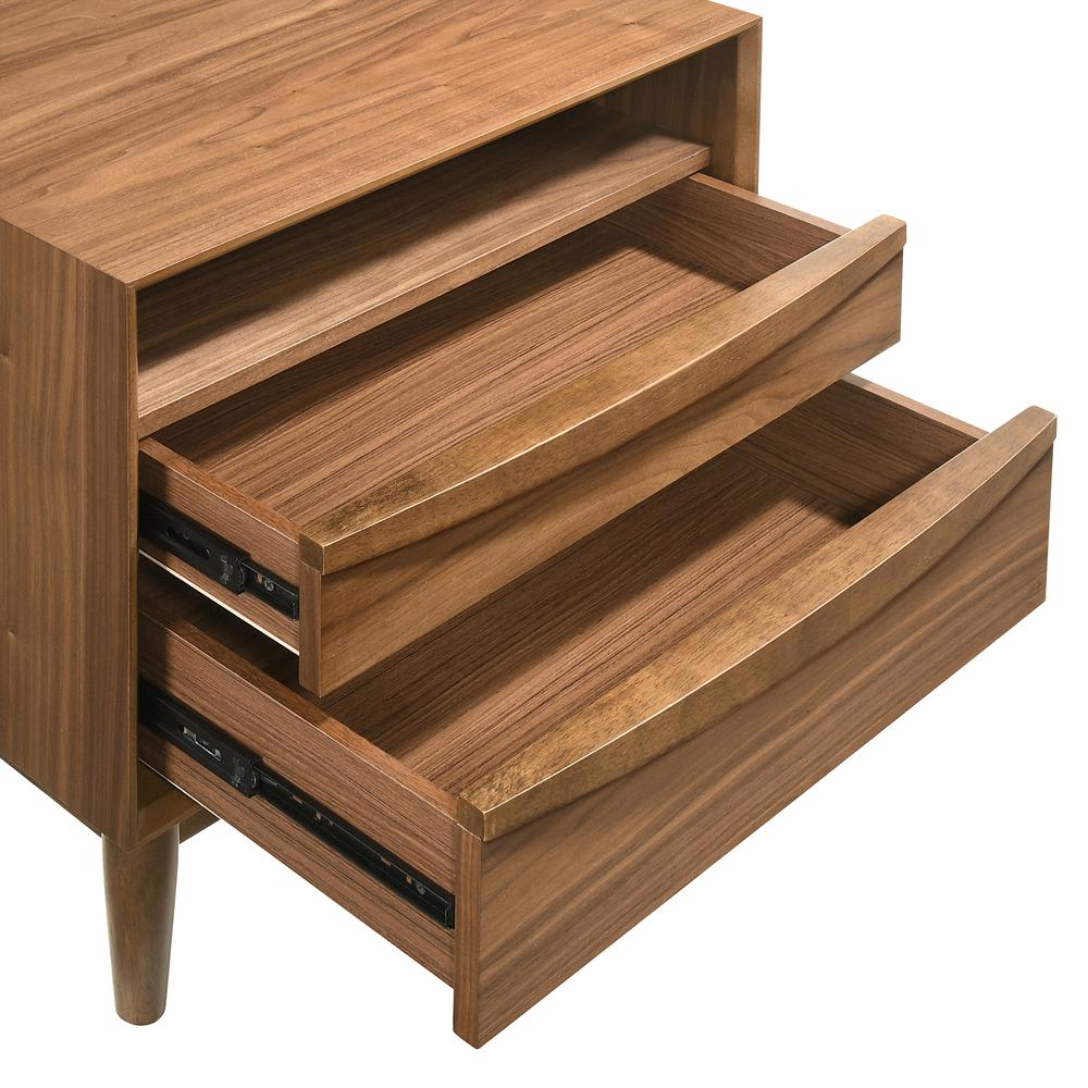 Artemio 2 Drawer Wood Nightstand with Shelf in Walnut Finish. Picture 8