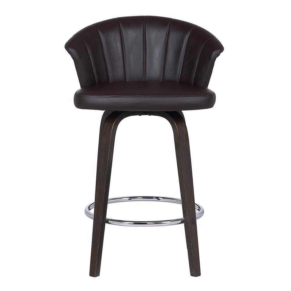Back 26" Swivel Brown Faux Leather Bar Stool. Picture 2
