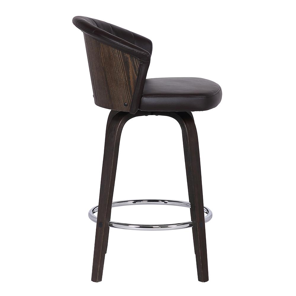 Back 26" Swivel Brown Faux Leather Bar Stool. Picture 3
