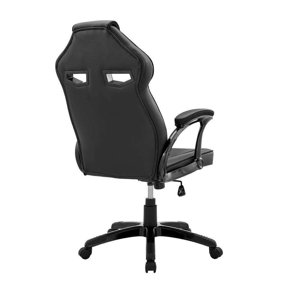Aspect Adjustable Racing Gaming Chair in Black Faux Leather and Mesh with Lumbar Support Pillow. Picture 3