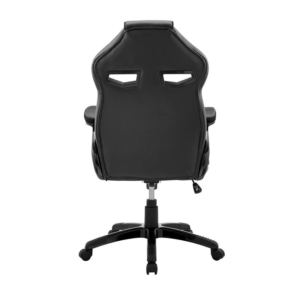 Aspect Adjustable Racing Gaming Chair in Black Faux Leather and Mesh with Lumbar Support Pillow. Picture 4