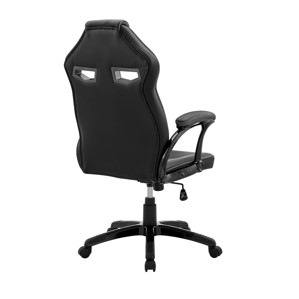 Aspect Adjustable Racing Gaming Chair in Black Faux Leather and Dark Grey Mesh with Lumbar Support Pillow. Picture 3