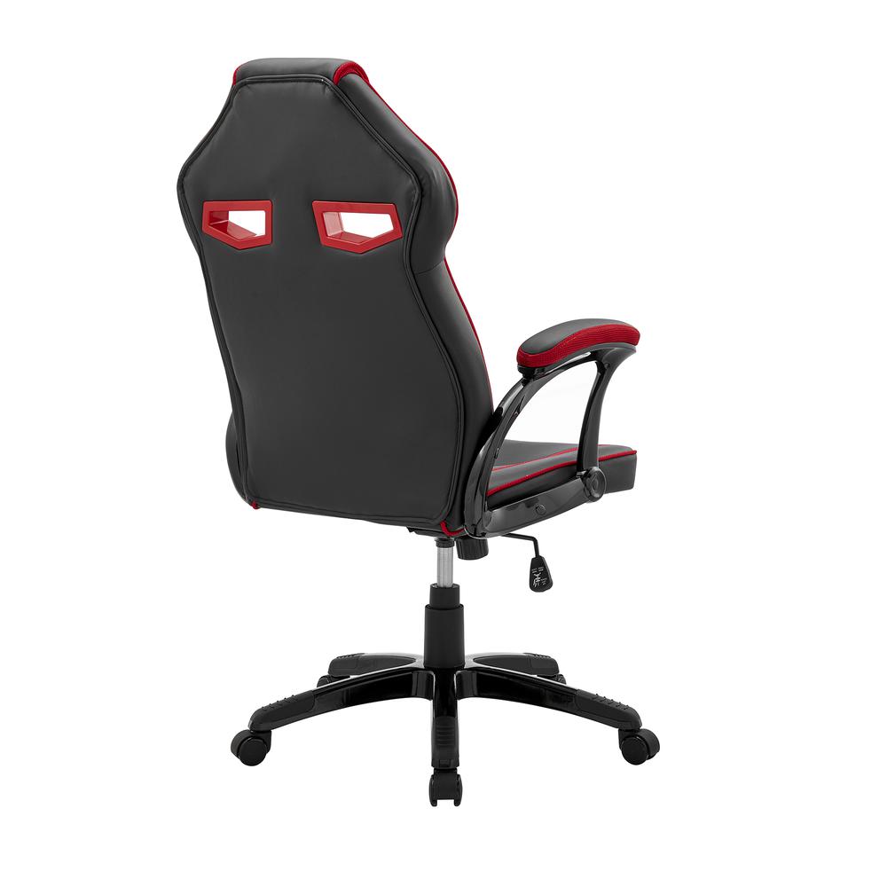 Aspect Adjustable Racing Gaming Chair in Black Faux Leather and Red Mesh with Lumbar Support Pillow. Picture 3