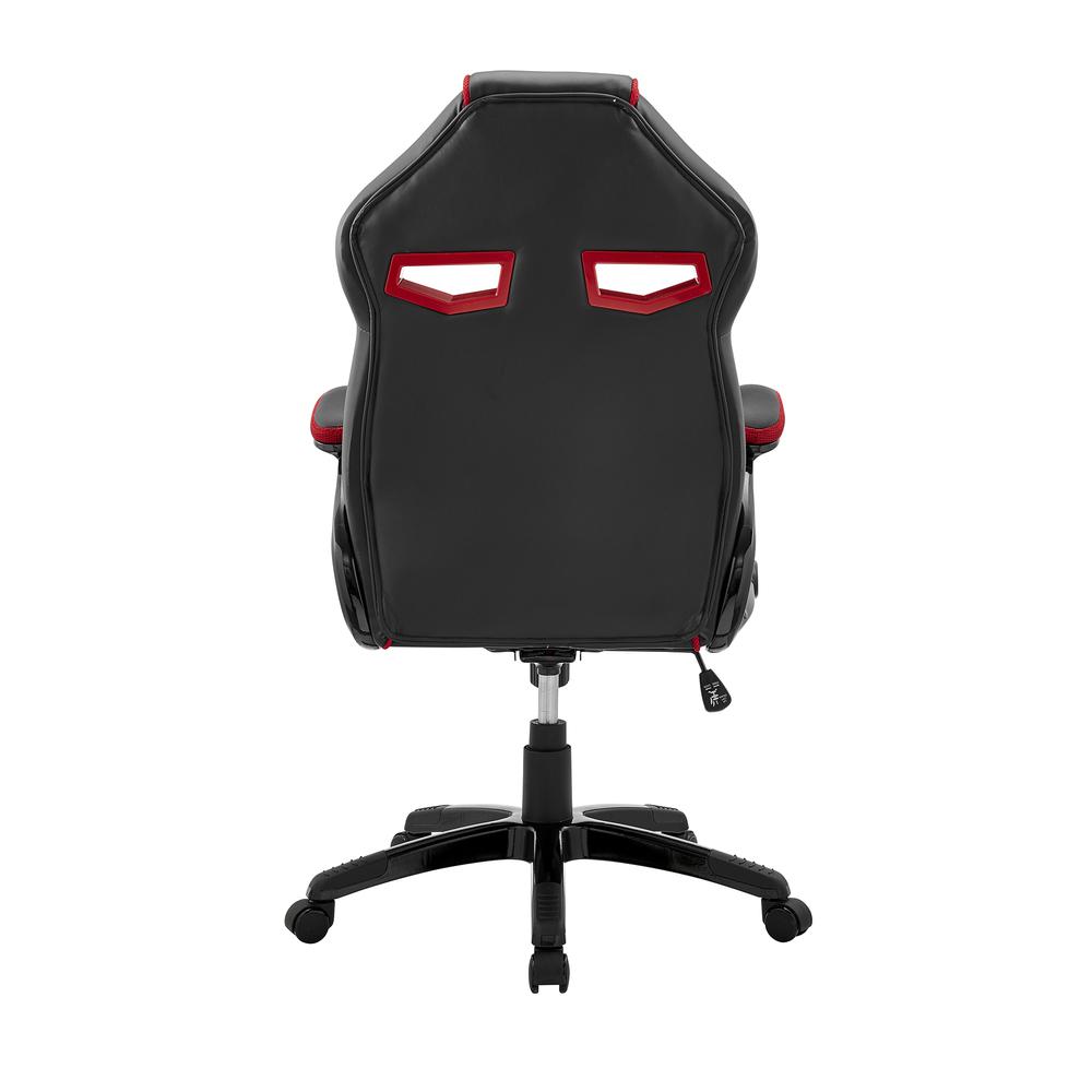 Aspect Adjustable Racing Gaming Chair in Black Faux Leather and Red Mesh with Lumbar Support Pillow. Picture 4