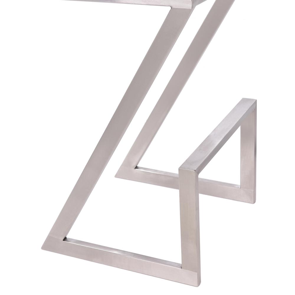 26" Counter Height Backless Barstool in Brushed Stainless Steel finish with White Faux Leather. Picture 4