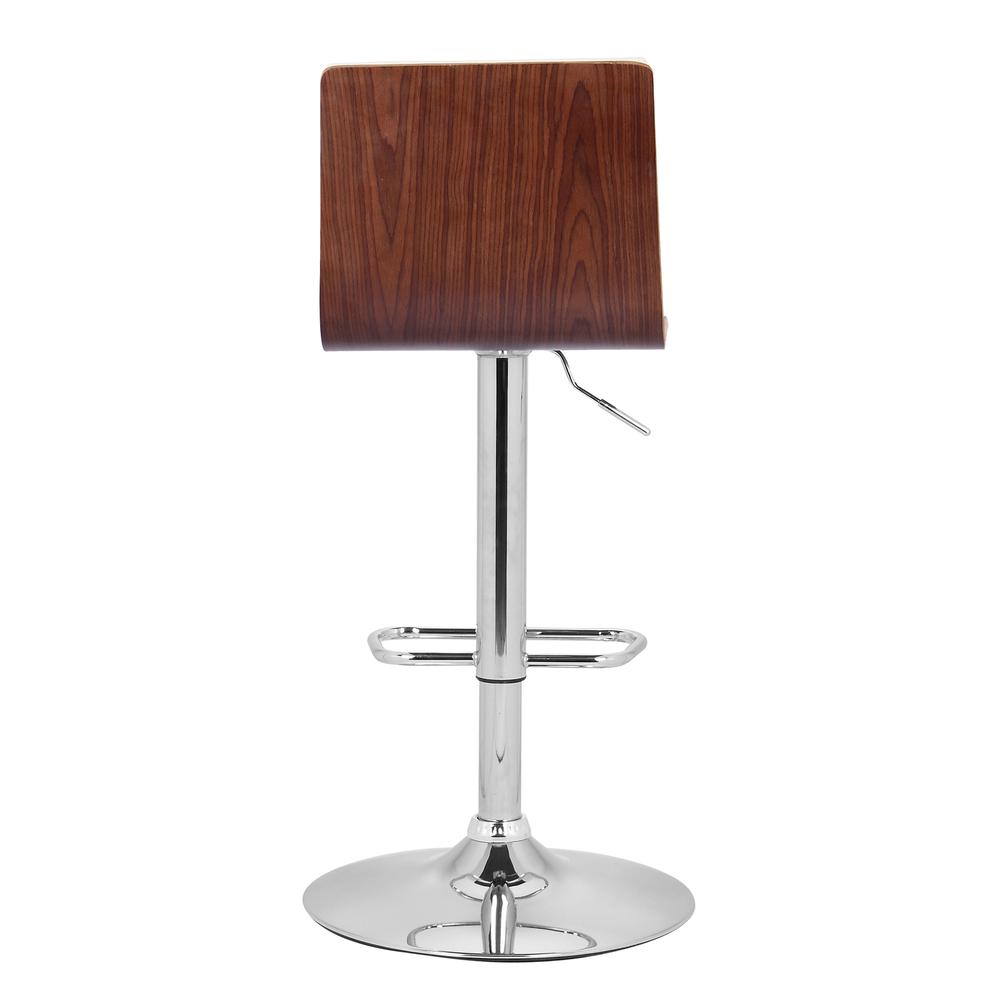 Armen Living Aubrey Barstool Chrome Base finish with Cream Faux Leather and Walnut Back. Picture 4