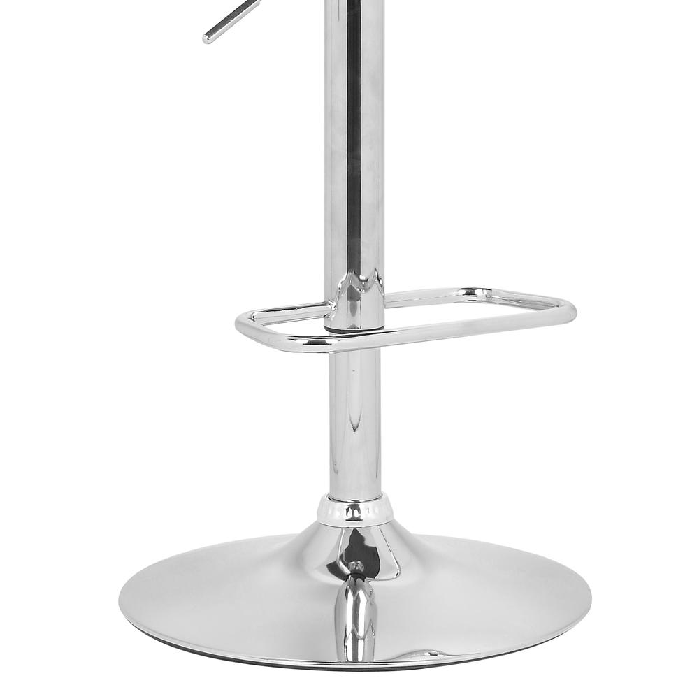 Armen Living Aubrey Barstool Chrome Base finish with Cream Faux Leather and Walnut Back. Picture 6