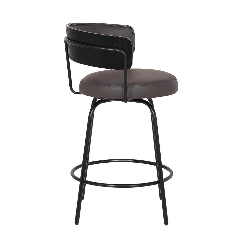 Avalon 26" Gray Faux Leather Swivel Barstool in Black Powder Coated Finish. Picture 3