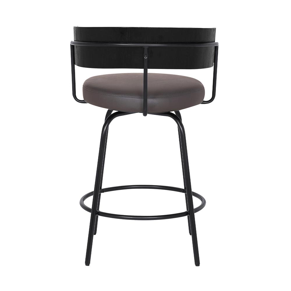 Avalon 26" Gray Faux Leather Swivel Barstool in Black Powder Coated Finish. Picture 5