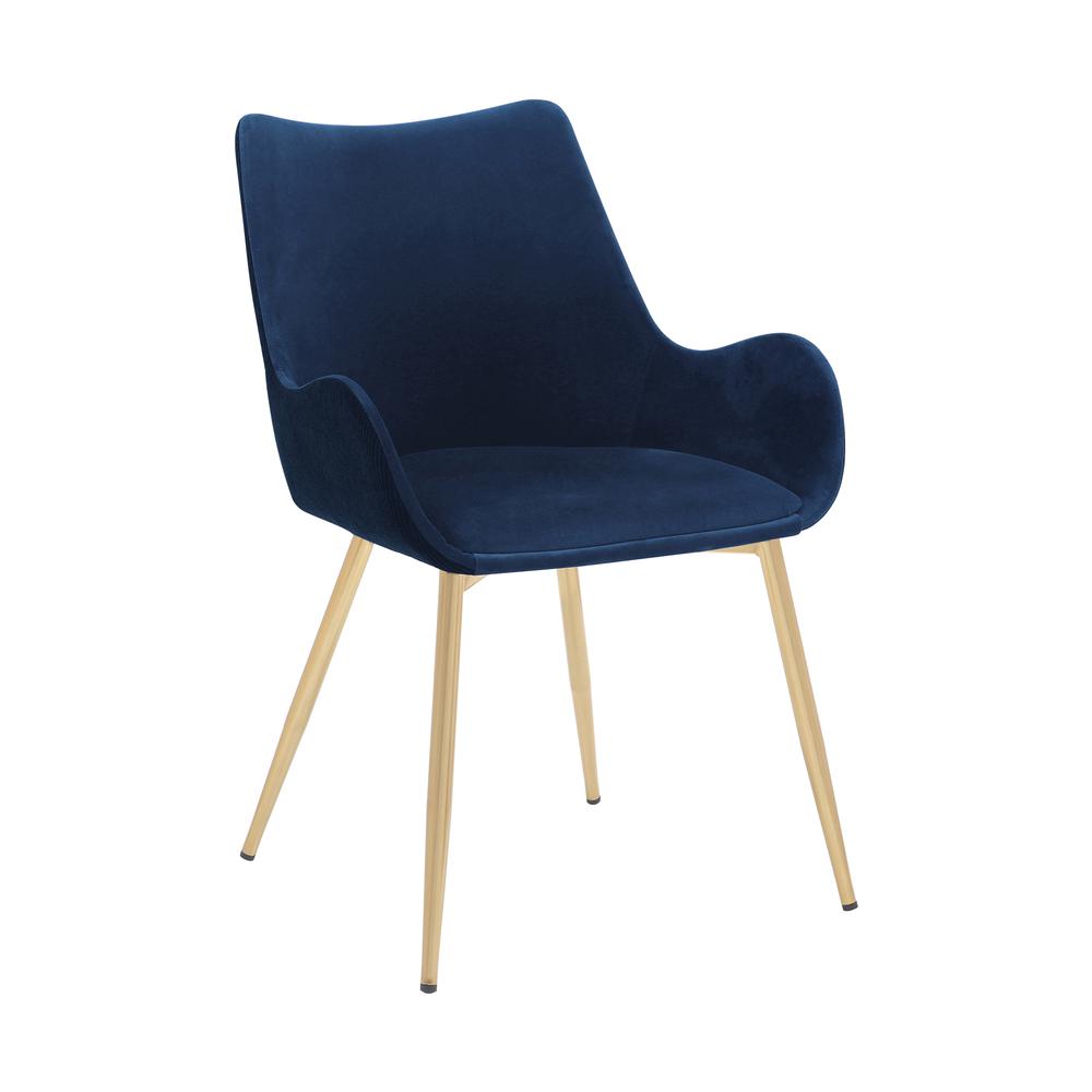 Avery Blue Fabric Dining Room Chair with Gold Legs. The main picture.