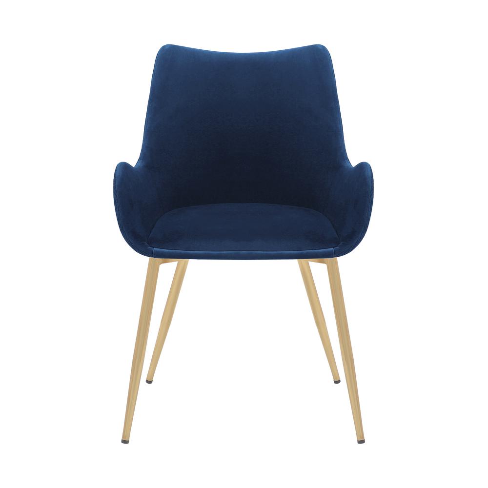 Avery Blue Fabric Dining Room Chair with Gold Legs. Picture 2
