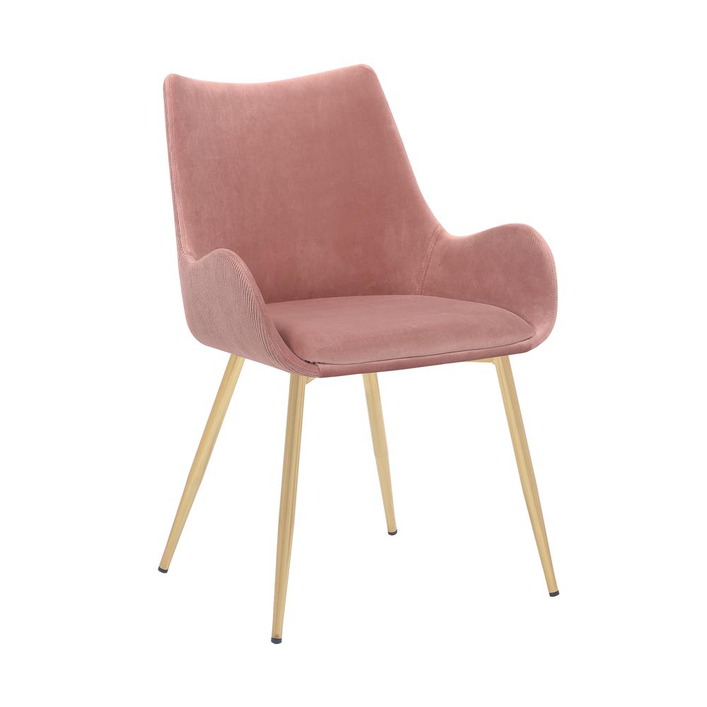 Avery Pink Fabric Dining Room Chair with Gold Legs. Picture 1