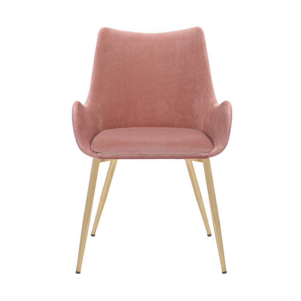 Avery Pink Fabric Dining Room Chair with Gold Legs. Picture 2