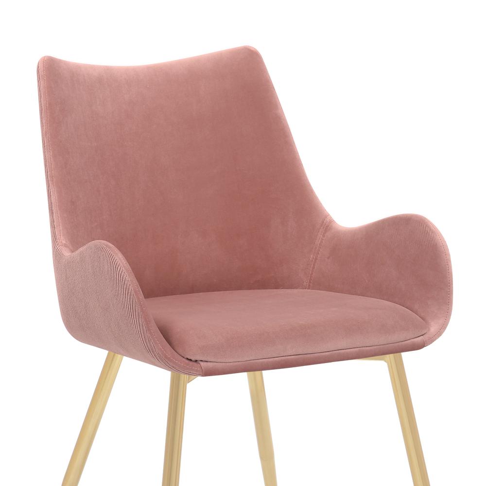 Avery Pink Fabric Dining Room Chair with Gold Legs. Picture 6
