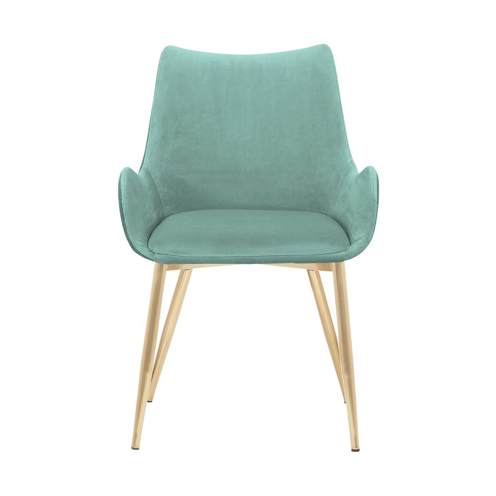 Avery Teal Fabric Dining Room Chair with Gold Legs. Picture 1