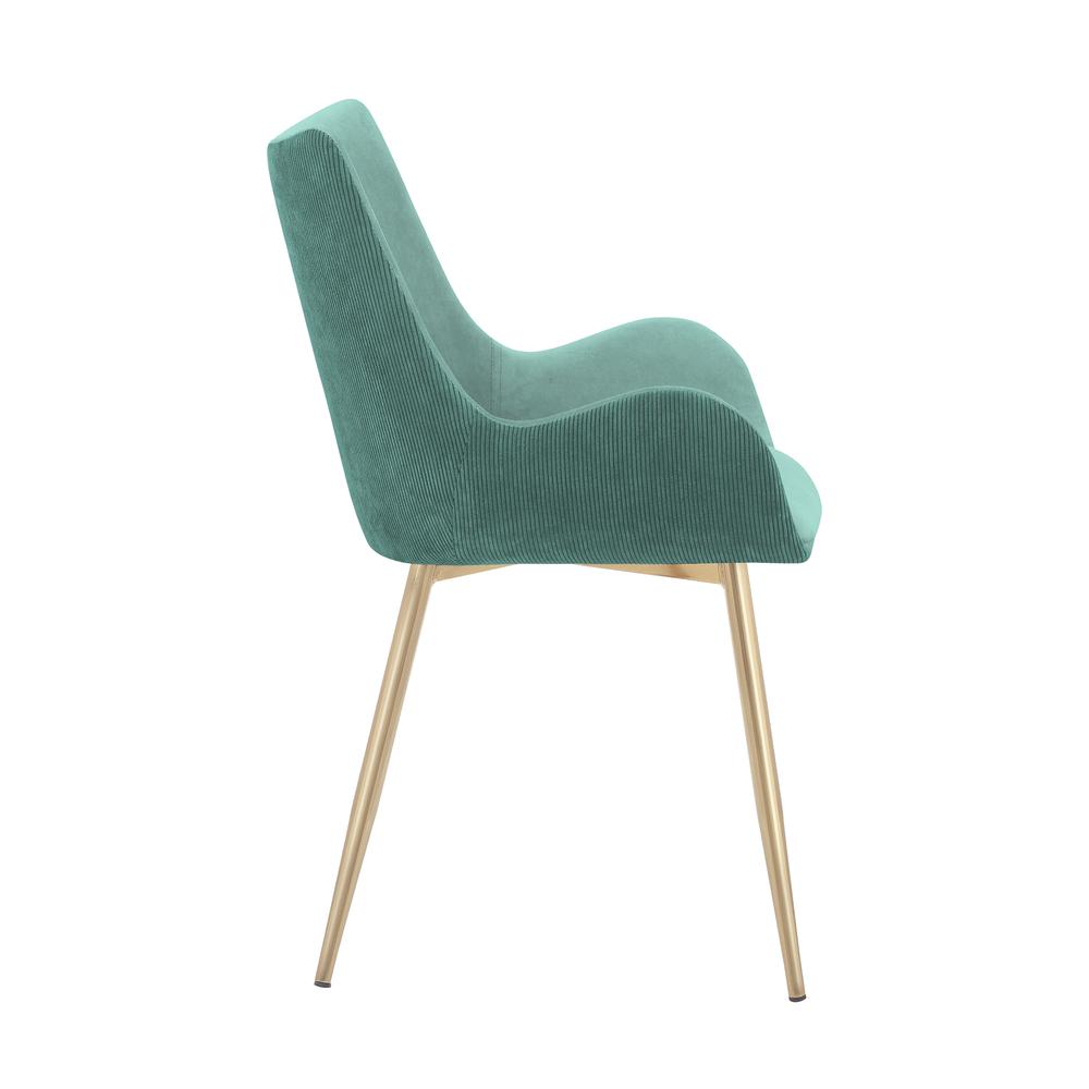 Avery Teal Fabric Dining Room Chair with Gold Legs. Picture 2