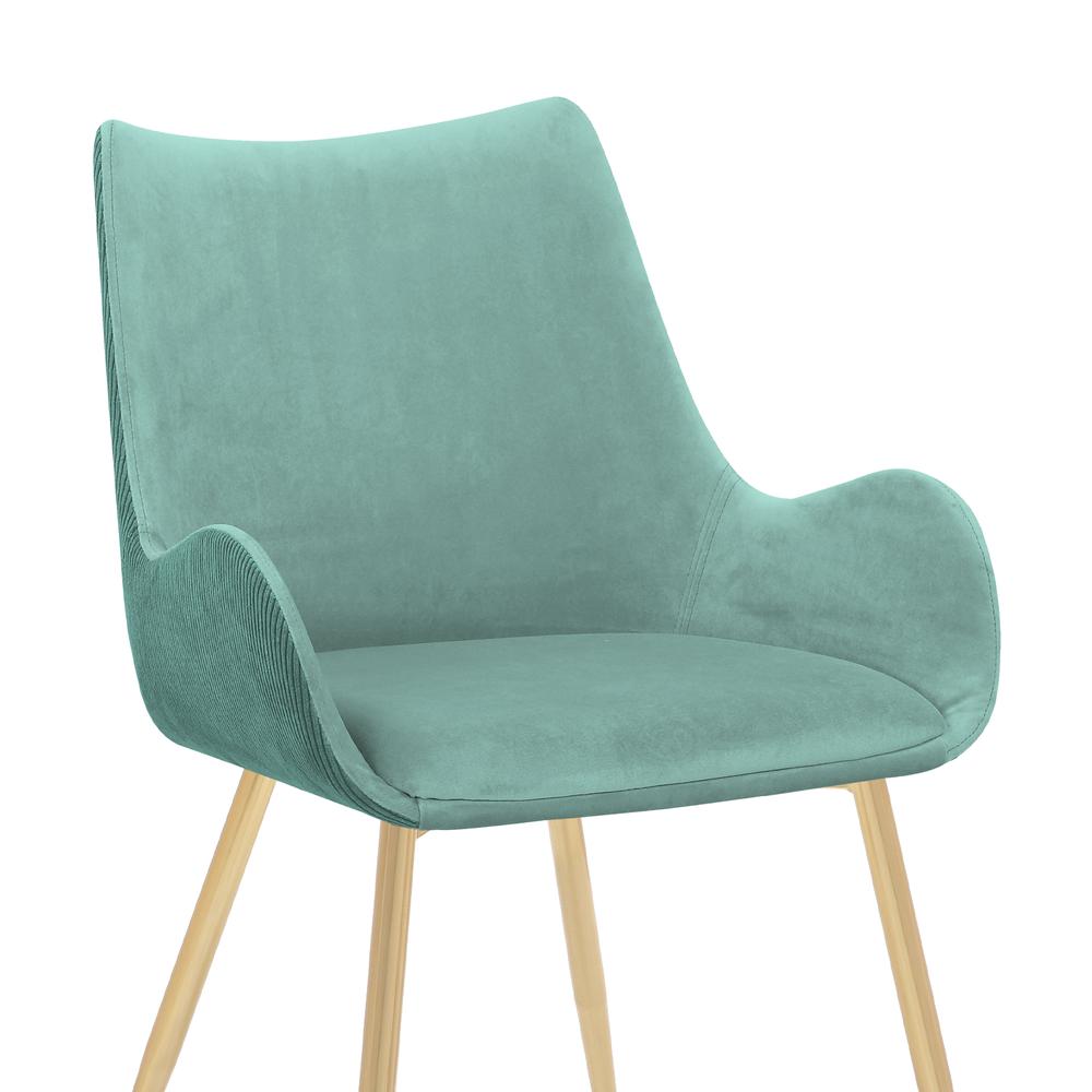 Avery Teal Fabric Dining Room Chair with Gold Legs. Picture 5