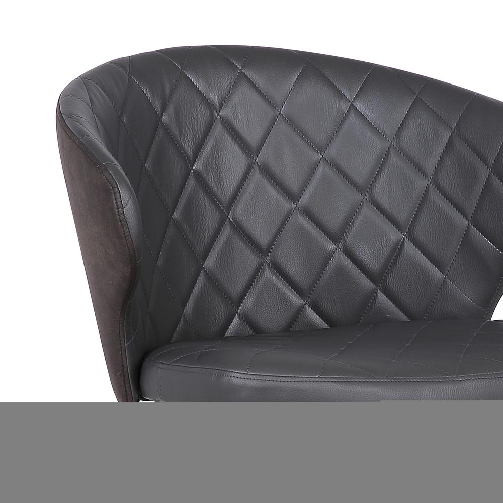 Contemporary Dining Chair in Black Powder Coated Finish and Grey Faux Leather. Picture 2