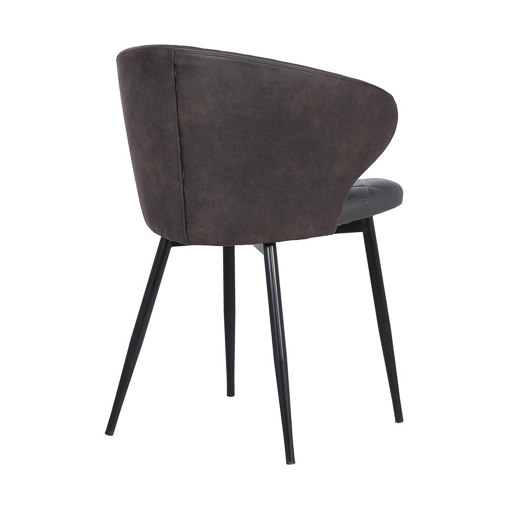 Ava Contemporary Dining Chair in Black Powder Coated Finish and Grey Faux Leather. Picture 4