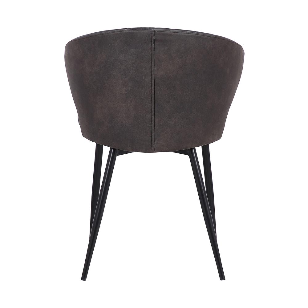 Contemporary Dining Chair in Black Powder Coated Finish and Grey Faux Leather. Picture 5